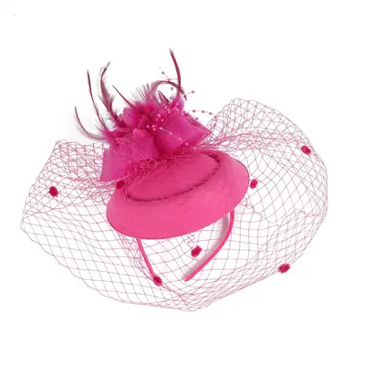 Pink Vintage Gauze Fascinator with Flower & Net