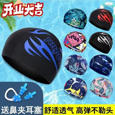Factory direct swimming cap new flower cloth cap spot wholesale quick-drying fashion pattern knitted cloth swimming cap swimming cap