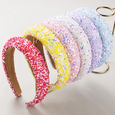 Sponge Hair Band with Color Sequins for All Hair Types