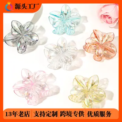 Transparent Flower Hairpin with Grip Clip