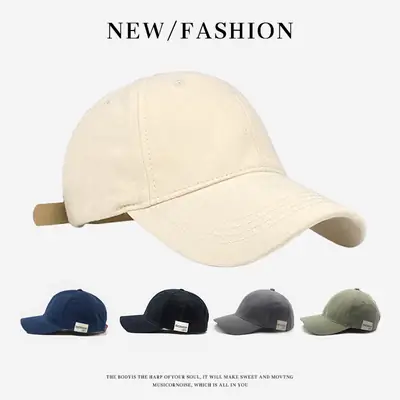 Pure Cotton Beige Baseball Cap with Large Brim