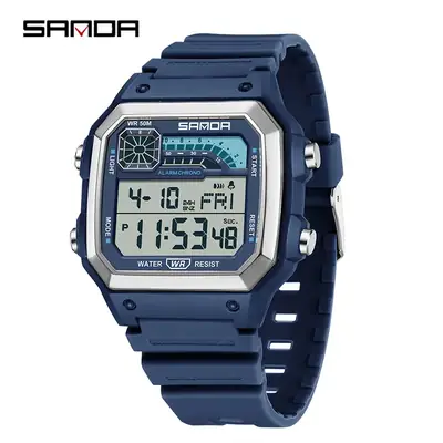 Sanda Digital Watch Orange Strap Waterproof Men Women
