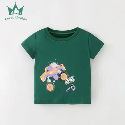 25 New Boys' Monster Car T-Shirts Green Short Sleeve