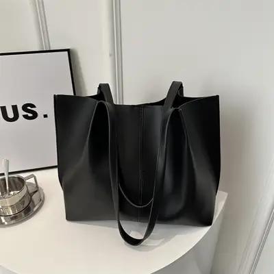 Vintage Black Leather Shoulder Bag 2024 Spring New