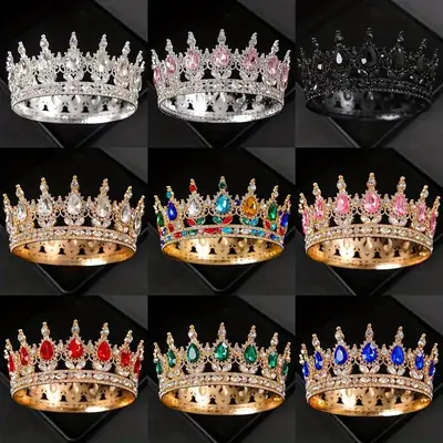 European & American Bridal Crown with Blue Sultans & Diamonds