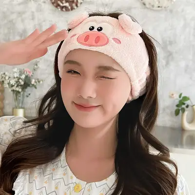 Cute Piglet Coral Fleece Hair Band for Women
