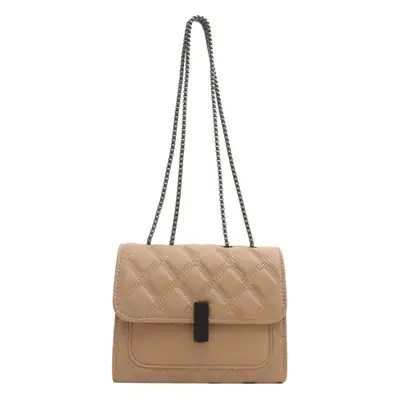 White Rhombic Chain Lock Shoulder Bag for Women