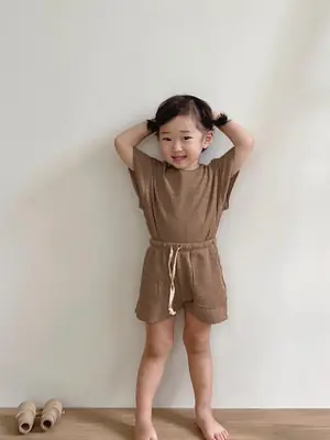 Girls Crewneck Shorts Set Summer Wear Korean Style