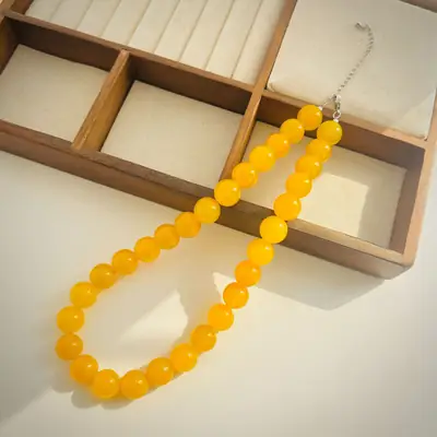 Natural Yellow Agate Rosary Necklace for Women
