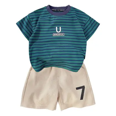 Boys Striped Shorts with Number 7 Summer Casual Wear