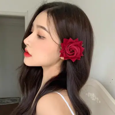 Velvet White Rose Hairpin Accessory for Women