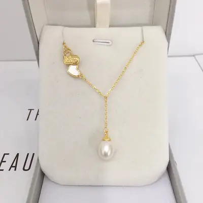 Gold Pearl Pendant Necklace for Women Valentine's Day Gift