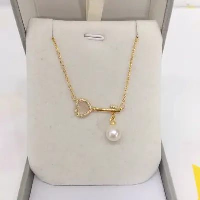 Gold Pearl Pendant Necklace Set for Women Valentine's Day Gift