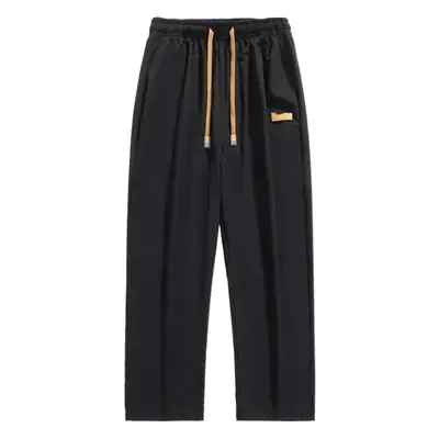 Men's Black Wide Leg Loose Fit Sporty Pants