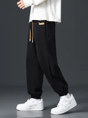 Men's Grey Jogger Pants Wide Leg Loose Fit Spring Autumn