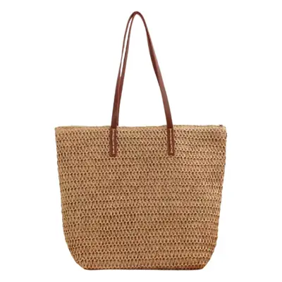 Single-Shoulder Straw Bag for Women, Large Capacity Tote Bag for Beach Vacation
