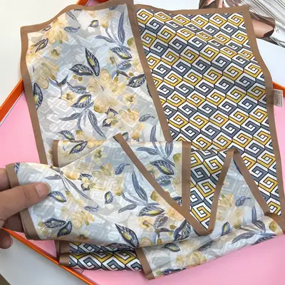 100% Mulberry Silk Scarf Long Strip Women's All-match Fashion Elegant Double-sided Tie Belt Scarf Star Same Style Scarf