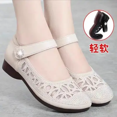 Women's Leather Lace Sandals Large Flat Sole