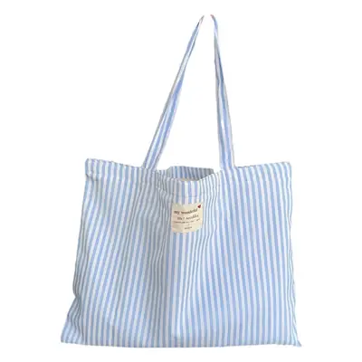 Striped Canvas Shoulder Bag Large Capacity for Women