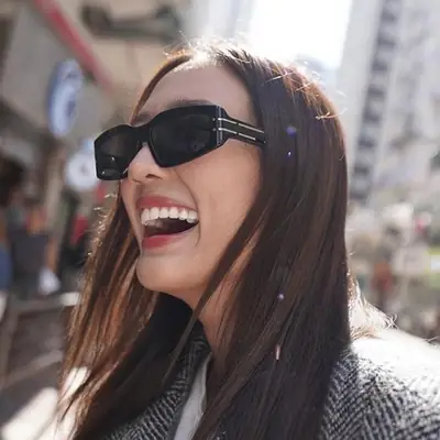 Square Frame Sunglasses for Women, Transparent, Sun Protection