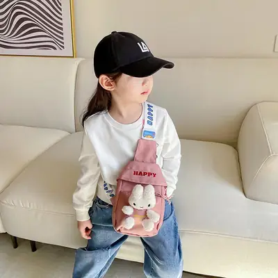Cute Little Rabbit Chest Bag for Girls Light Blue