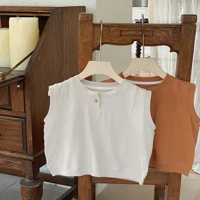Boys Vest Sleeveless T-Shirt 2024 Summer New Korean Style