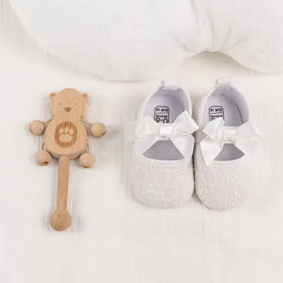 New Baby Shoes with Bow and Hollow Pattern, Princess Shoes, Toddler Shoes, Cloth Sole, Soft Sole, Baby Shoes