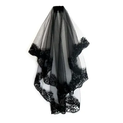 Black Lace Ghost Veil for Halloween & Cosplay Parties