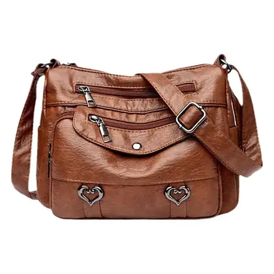 Women's Brown Crossbody Bag with 5 Pockets
