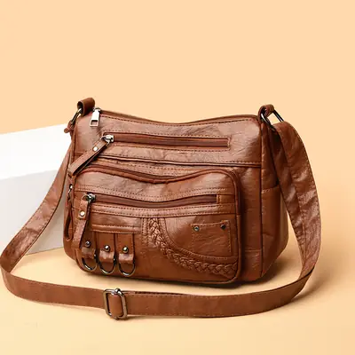 Women's 2026 Crossbody Bag Maroon Croc Leather