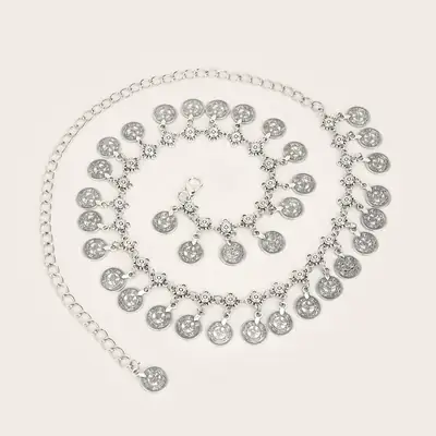 Silver Crystal Retro Waist Chain for Women