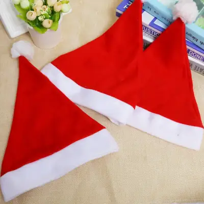 Red Christmas Hat with White Pom Pom Adult Children
