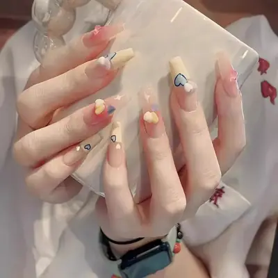 White Sweet Fake Nail Patch with Bow Design