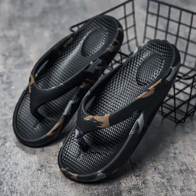 Men Black Mesh Flip Flops Large Summer Wear