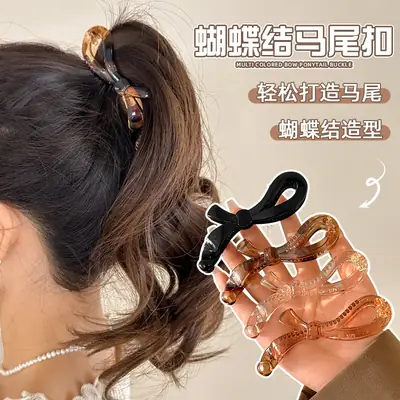 Wooden Bow Ponytail Buckle for Women