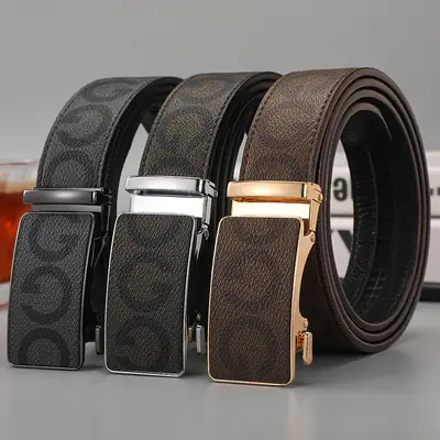 Men's Black G-Crystal Belt with Automatic Buckle