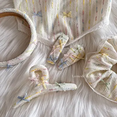 Spring Color Bow Lace Hairpin Women's Sweet Cute Grab Clip