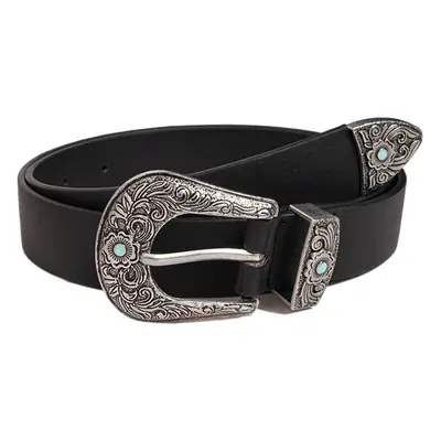 Black Pearl Women's Belt with Silver Ornament