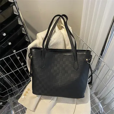 White Rhombic Women's Tote Bag with Leather Handles