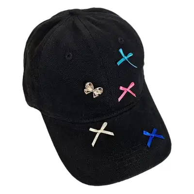 Pink Bow Baseball Cap Wide Brim Women's Sunshade Hat