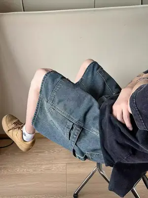 Men Denim Shorts Ruffian Handsome Straight Leg 5-Pants