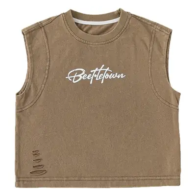Kids Vest Black Letter Sleeveless Summer