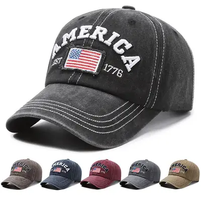 Men's Black Retro Letter Cap Casual Outdoor