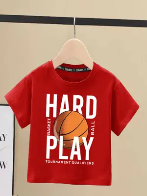 Boys Blue Hard Play Basketball T-Shirt 2024