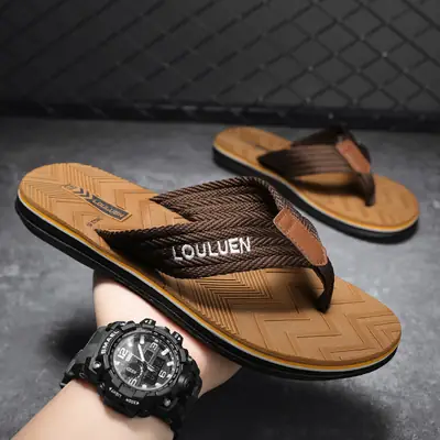 2024 Men's Luxurious Brown Hair Flip-Flops