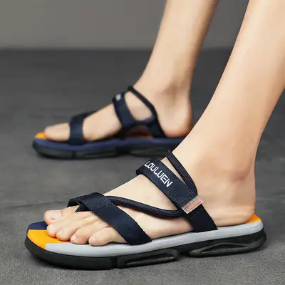 Men's 2024 Summer Sandals Navy Yellow Non-Slip