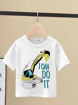 Boys Cotton Crewneck T-Shirt Blue Graphic 2024