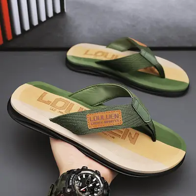 2024 Green Men's Flip Flops Large Size