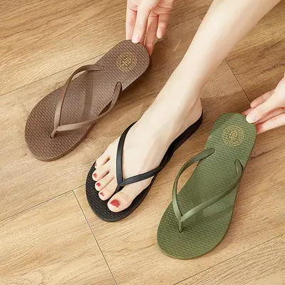 Women's Summer Flat Flip Flops Solid Color