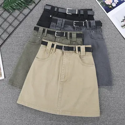 American Style Hot Girl Anti-Drain Short Skirt Beige